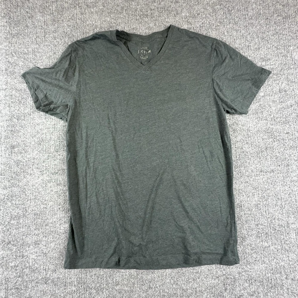 J.Crew Mens Large Gray Slim Washed V Neck Tagless Short Sleeve Tee 40996